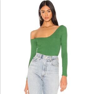 Privacy Please One Shoulder Bartlett Bodysuit in Kelly Green Women's XXS